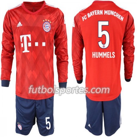 Camisetas Bayern de Múnich Hummels 5 Niño Primera Equipacion 2018/2019 Manga Larga